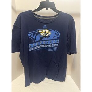 MAJESTIC NHL NASHVILLE PREDATORS NAVY BLUE T-SHIRT SIZE XL